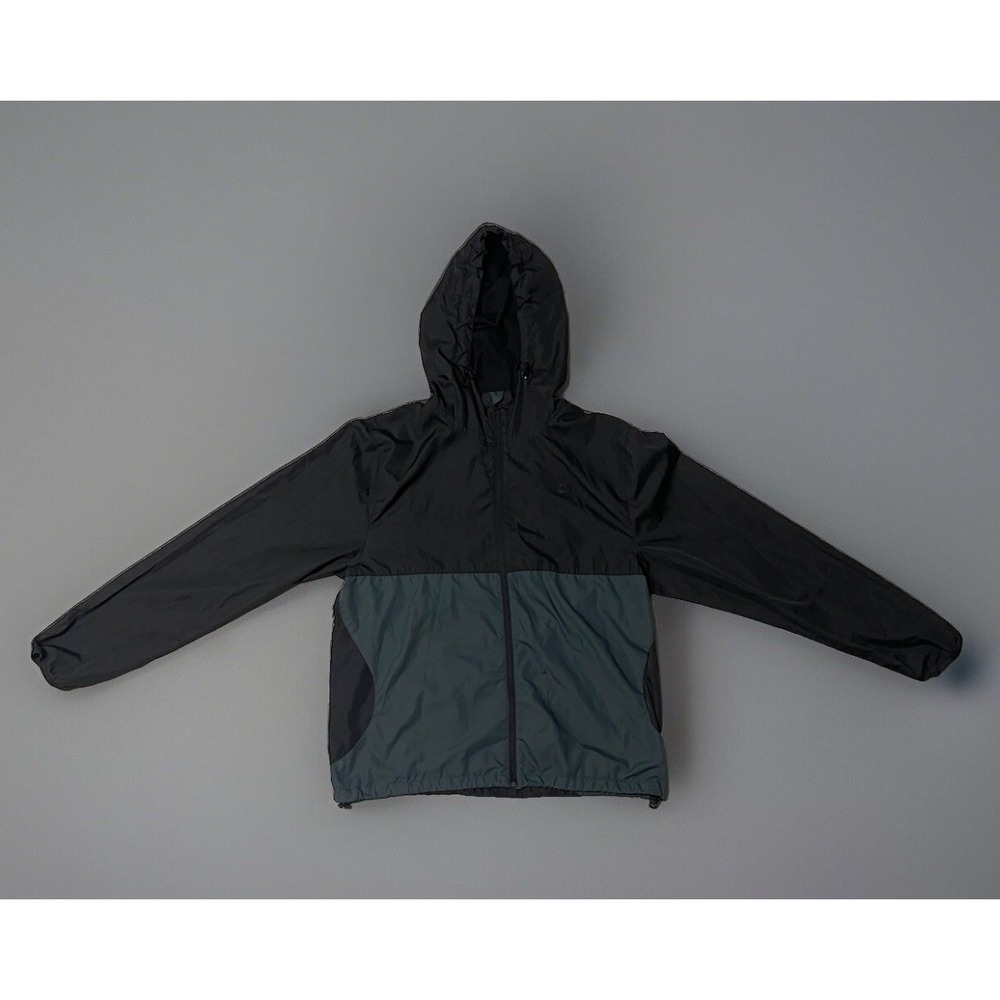 Billabong Mens Windbreaker Jacket XL Black Teal Hooded Full Zip M705CSHI